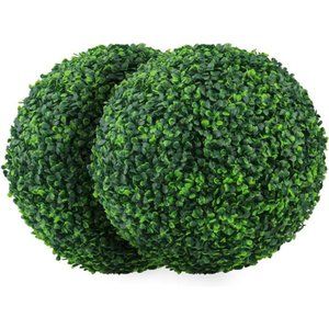 2 PCS 15.7 inch Artificial Plant Topiary Ball Faux Boxwood Decorative Balls